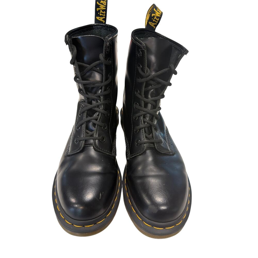 Dr. Martens Sz 9 Women's Black 1460 Combat boots with yellow stitching grunge